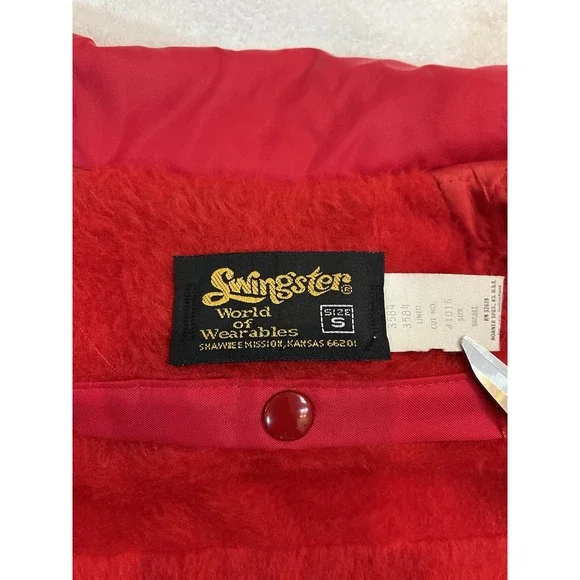 Vintage Swingster BUSH HOG Red Work Farm Jacket Hooded Sz Small Tractor Mechanic